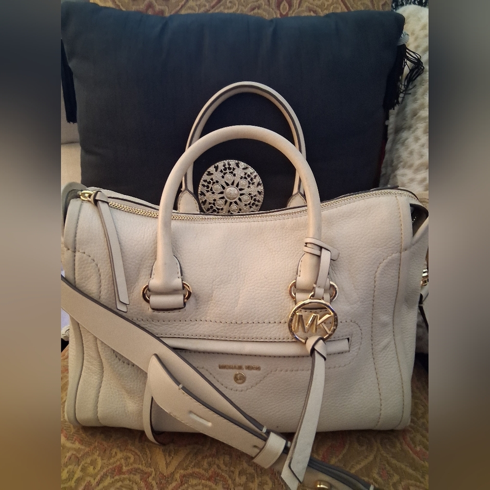 Michael Kors Cream Satchel with Gold-Tone Hardware